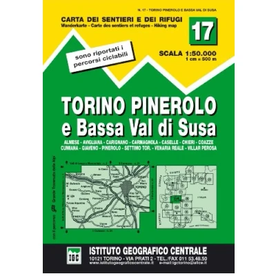 Abbildung von Carta n. 17 Torino, Pinerolo e bassa val di Susa 1:50.000. dei sentieri rifugi (Carta. Valli)