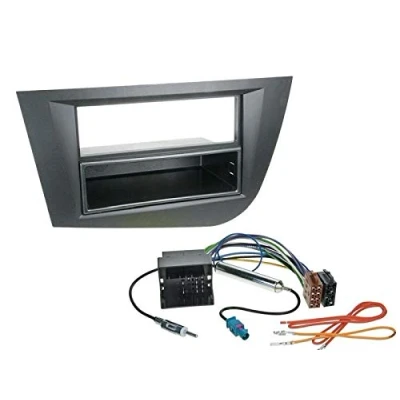 Abbildung von 1 Din Radio Einbauset Blende Radioanschlusskabel Antennenadapter für Seat Leon 1P/1PN 2005 2009 schwarz