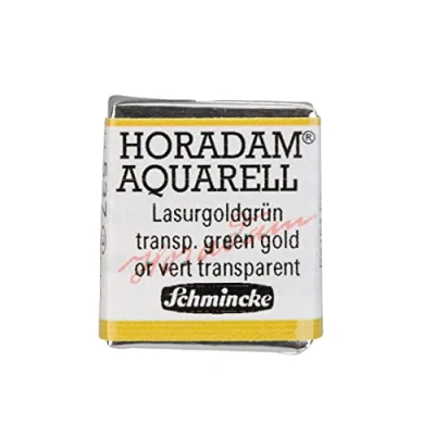 Abbildung von Schmincke HORADAM® AQUARELL feinste Künstler Aquarellfarben, 537 Lasurgoldgrün, 14 044, 1/2 Näpfchen