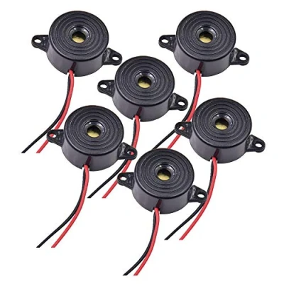 Abbildung von Wenxiaw Alarmanlage Buzzer Piezo Elektro Summer 12V Aktiver Piezoelektrischer DC 3 24V Alarm Sounder Kontinuierlicher Sound Intermitent Piepton, 6 Stück, Schwarz