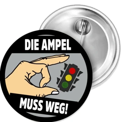 Abbildung von Sammys Shirt Store Die Ampel muss Weg Rotgrün Gelb Button 25 mm
