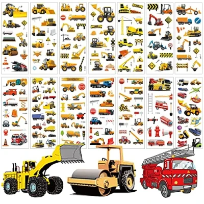 Abbildung von 3D Aufkleber Kinder,14 Blätter Auto Bagger Sticker für Kinder &amp; Kleinkinder, Geschwolle Fahrzeug Traktor Stickers Set Belohnungssticker Party Kindergeburtstag Gastgeschenke Mitgebsel