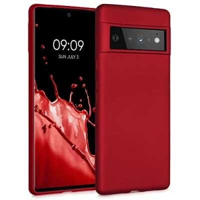 Abbildung von kwmobile Case kompatibel mit Google Pixel 6 Pro Hülle Schutzhülle aus Silikon metallisch schimmernd Handyhülle Metallic Dunkelrot