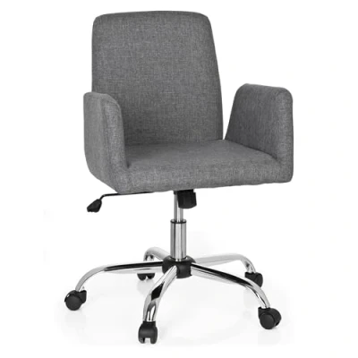 Abbildung von hjh OFFICE 723030 Living Stuhl Flow Stoff Grau Bürostuhl Drehsessel gepolstert mit Rollen &amp; Wippfunktion, höhenverstellbar