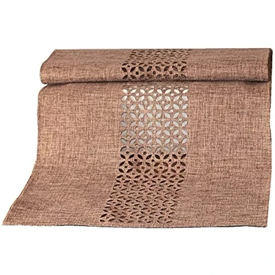 Abbildung von matches21 HOME &amp; HOBBY Tischdecke Tischläufer Durchbrochene Ornamente dunkelbraun 40x90 cm (1 tlg)