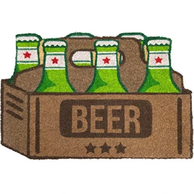 Abbildung von Fisura Fußmatte außen &quot;Bier&quot; aus Kokosnuss mit rutschfester PVC Rückseite. Lustige welcome Fußmatte. Handbemalt. Größe: 70 cm x 40 cm.