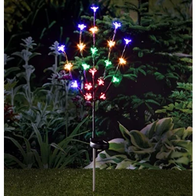 Abbildung von Spetebo Gartenstecker LED Solar Kirschblüten Stecker bunt 80cm (Stück, 1 St., Stecker) Garten Deko Beleuchtung Leucht Stab