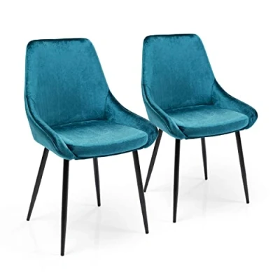 Abbildung von Kare Design Stuhl East Side 2er Set Petrol, Polsterstuhl, Esszimmerstuhl, Samptoptik, pflegeleichter Stoff, gemütlicher Stuhl, für Ess , Wohn oder Arbeitszimmer, (H/B/T) 83x48x57cm