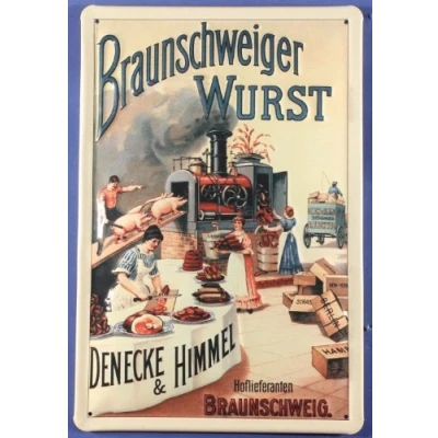 Abbildung von Buddel Bini Versand Blechschild Braunschweiger Wurst Braunschweig Schild Nostalgieschild