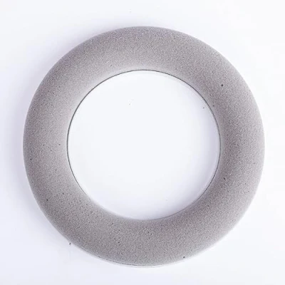 Abbildung von artplants.de Steckschaum Ring AMEB für Kunstblumen, mit Kunststoffunterlage, grau, Ø 25 cm Kranz