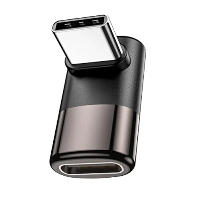 Abbildung von MOGOOD USB C 90 Grad Adapter, Stecker zu Buchse Extender Adapter Typ Datenübertragung PD100W schnelles Aufladen und 8K@60Hz Video durchlaufen, für Steam Deck Zubehör mehr Geräte