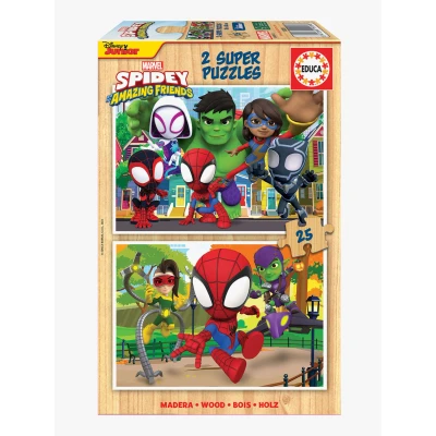 Abbildung von Educa Spidey und Seine Super Freunde, 2 x 25 Teile Holzpuzzleset für Kinder ab 3 Jahren, Spiderman, Marvel (19289)