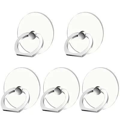 Abbildung von Kinizuxi Handy Ring Halter 5er Pack, 360 Grad Freidrehbar Smartphone Fingerhalterung Finger Handyring Ständer Fingerhalter Für iPhone/Samsung Galaxy/Huawei und mehr Phone(Silber)