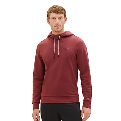 Abbildung von TOM Tailor Basic Kapuzenpullover, Herren, Größe: XXL, Burned bordeaux red