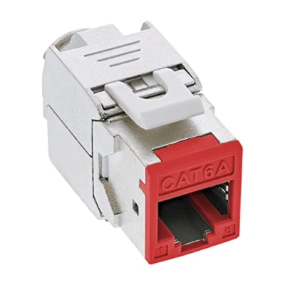 Abbildung von 8er Pack InLine® Keystone RJ45 Buchse, geschirmt, Cat.6A, rot
