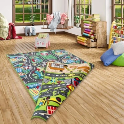 Abbildung von Kinderteppich Straßenteppich Beidseitig Baustelle Play City, Pergamon, Rechteckig, Höhe: 6 mm