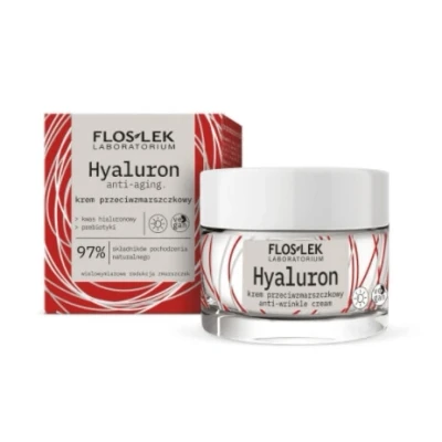 Abbildung von Floslek HYALURON Anti Falten Tagescreme Aging Behandlung Spendet Feuchtigkeit und schützt die Haut Hyaluronsäure Präbiotika Tägliche Pflege 50 ml