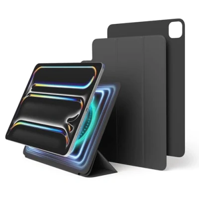 Abbildung von elago Magnetic Folio Case für iPad Pro 11 Zoll Cover (M4) Rückwand kann an Metallmaterialien befestigt Werden, Wake/Sleep Funktion, Kompatibel mit Apple Pencil 2 (Dunkelgrau)