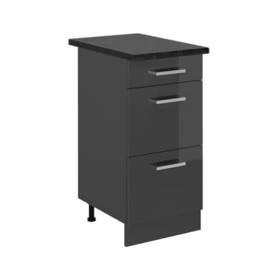 Abbildung von Vicco Küchenunterschrank R Line, Anthrazit Hochglanz, 40 cm mit Schubladen, AP