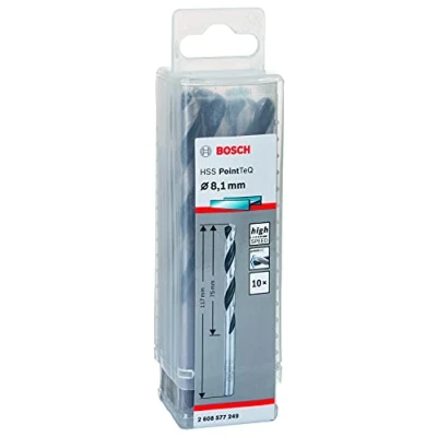 Abbildung von Bosch Professional 10 Stück HSS Spiralbohrer PointTeQ (für Metall, 8,1 x 75 117 mm, Zubehör Bohrschrauber)