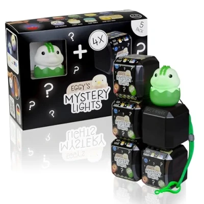 Abbildung von MegaLight Blind Box Mini Nachtlichter für Kinder 5er Pack Mystery Rocky Croc + 4 aus 9 per Zufall stufenlos dimmbar mit Anhänger Verschiedene Lichtfarben EGGY&#039;S Lights