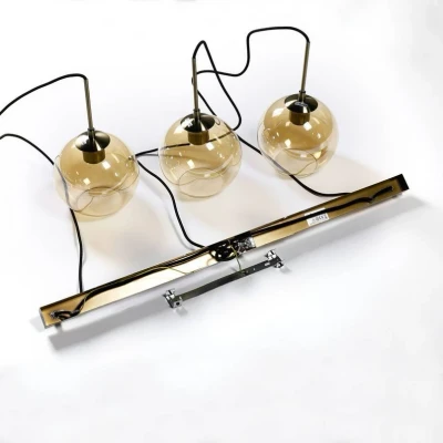 Abbildung von Lindby Pendelleuchte Sofian, dimmbar, Leuchtmittel nicht inklusive, Modern, Eisen, Glas, amber, altmessing, 3 flammig, E27, Glas