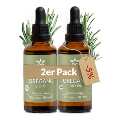 Abbildung von Heldengrün® Bio Oregano Öl 50 ml [MAX HOCHDOSIERT] mit +92% Carvacrol Zertifiziertes Lebensmittel zum Einnehmen Oreganoöl aus Griechenland 2 x