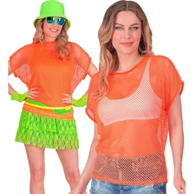 Abbildung von W WIDMANN MILANO Party Fashion Netzoberteil für Damen, kurzarm Netzshirt, T Shirt Festival, Karneval