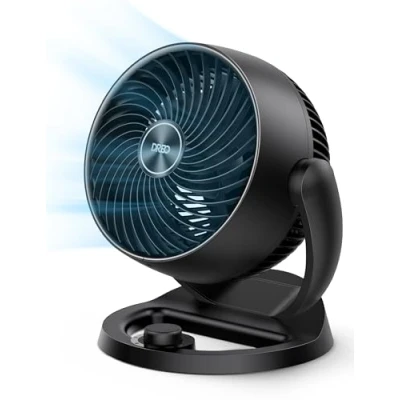 Abbildung von Dreo 28dB leiser Tischventilator, 30cm hoher Ventilator mit Kühlung, 3 Geschwindigkeiten 21m Luftstrom, 120 verstellbar Neigungswinkel Turbo Luftzirkulator, tragbarer Lüfter für Schlafzimmer, Schwarz
