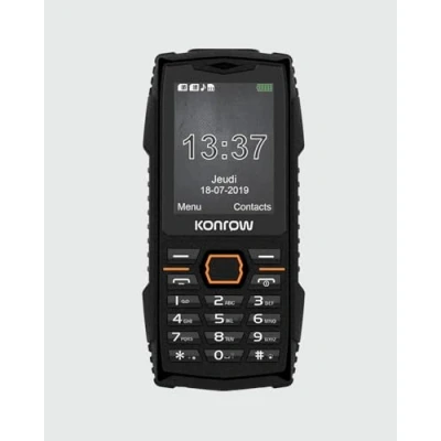Abbildung von Konrow Stone Plus Unzerbrechliches stoßfestes IP68 zertifiziertes Mobiltelefon 2,4&#039;&#039; Display Dual Sim 2G Netz 32MB + RAM Lange Akkulaufzeit Kamera, Bluetooth, Radio und Lampe Schwarz