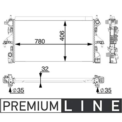 Abbildung von MAHLE ORIGINAL CR 806 000P Kühler, Motorkühlung für Fahrzeuge mit Klimaanlage 780 406 32 Kühlrippen gelötet FIAT: Ducato III Pritsche / Fahrgestell