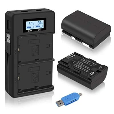 Abbildung von CITYORK LP E6 E6N Ladegerät Set, 2er Pack 2000 mAh Kamera Akkus Kompatibel mit Canon EOS 5D Mark II, III, IV, 5DS, 5DS R, 6D, 60D, 6D 7D, 7D 70D, 80D