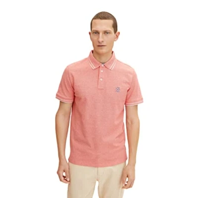 Abbildung von TOM TAILOR Herren Piqué Poloshirt mit Stickerei 1031623, 30067 Grenadine Two Tone Structure, M