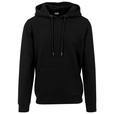 Abbildung von Urban Classics Herren Kapuzenpullover Basic Sweat Hoodie, einfarbiger Kapuzensweater mit Känguru Tasche, Kapuze verstellbar Farbe black, Größe S