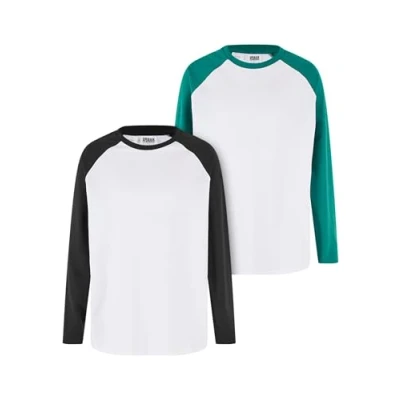 Abbildung von Urban Classics Oversized Raglan 2PACK Langarmshirt für Kinder, Größe: 122/128, white black green