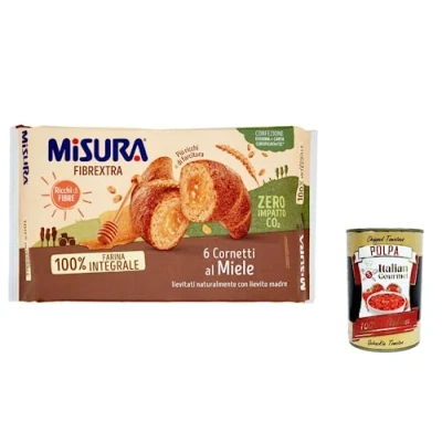 Abbildung von 6x Misura Fibraextra Cornetti Integrali Al Miele Vollkorn Croissants mit Honig 300g + Italian Gourmet polpa 400g