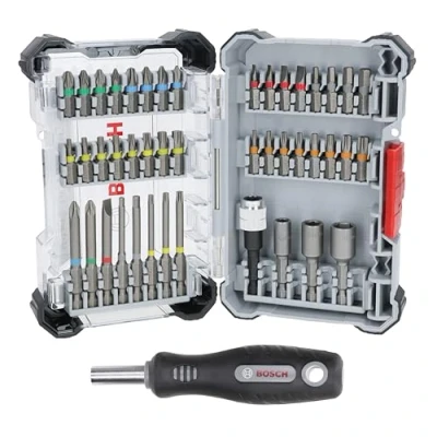 Abbildung von Bosch 45x Extra Hard Schrauberbit Set, 44+1‑tlg. (168 x 110,5 mm, Professional Zubehör Schraubendreher, Bohrschrauber)