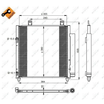 Abbildung von NRF EASY FIT 350221 Klimakondensator mit Trockner, Dichtring 15,5 10,1 Aluminium 380