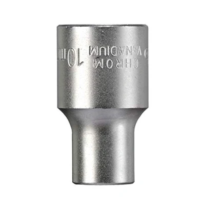 Abbildung von kwb 10 mm Kraft Steckschlüssel Einsatz aus CV Stahl (Antrieb: 1/2 Zoll Innenvierkant, Wellenprofil, Ecken gerundet, Schonung der Kanten, matt verchromt)