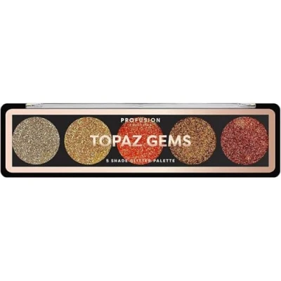 Abbildung von Profusion Cosmetics Topaz Gems Glitzer Lidschatten Palette mit 5 Farbtönen für einen atemberaubenden Augen Look, heben Sie Ihre Make up Routine hochwertigem Beauty Tool auf
