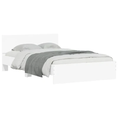 Abbildung von vidaXL Bett Bettgestell mit Kopfteil LED Beleuchtung Weiß 140x200 cm