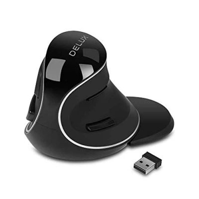 Abbildung von DeLUX Ergonomische Maus Kabellos, Vertikale mit Abnehmbarer Handballenauflage, Stummes Klicken, 800/1200/1600 DPI, 2.4G, 6 Tasten, Für Laptop/PC/Computer (M618PLUS GX)