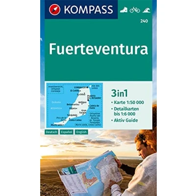 Abbildung von KOMPASS Wanderkarte 240 Fuerteventura 1:50.000: 3in1 mit Aktiv Guide und Detailkarten. Fahrradfahren. Surfen.