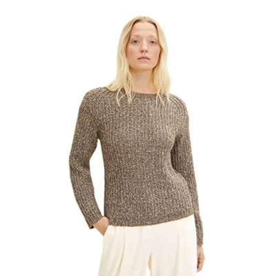 Abbildung von TOM TAILOR Damen Basic Pullover 1034058, 30668 Tarmac Khaki Melange, L
