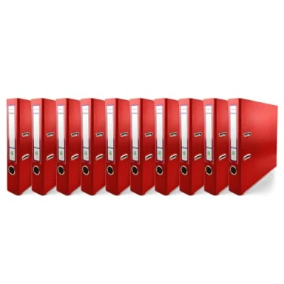 Abbildung von Netuno 10x Ring Buch Rot DIN a4 Ekobox 2 Mechanik 5cm Ringmappe schmaler Aktenordner schmal dünn Kunststoffordner einfarbig Ordner Dokumente Ringbuch Schulordner