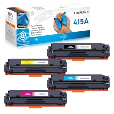 Abbildung von LOSMANN 415A Toner Kompatible für HP 415X Tonerkartusche Ersatz Color Laserjet Pro MFP M479fdw M479fnw M479fdn M479dw M454dn M454dw M479 M454 W2030A W2031A W2032A W2033A (4er Pack)