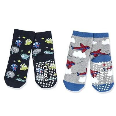 Abbildung von Chicco Set Socken Anti Rutsch Stoppersocken, Unisex Kinder, Grau, 3 4 jahre (pack of 2)