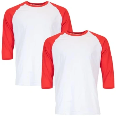 Abbildung von Gildan Unisex Erwachsene Heavy Cotton 3/4 Raglan, Style G5700, 2 Pack T Shirt, Weiß/Rot, L (2er Pack)