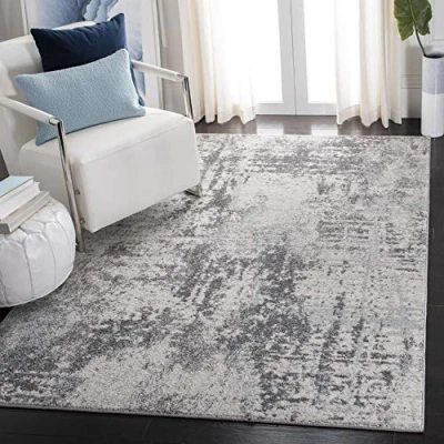 Abbildung von SAFAVIEH Boho Teppich für Wohnzimmer, Esszimmer, Schlafzimmer Tulum Collection, Kurzer Flor, Elfenbein und Kohle, 91 X 152 cm