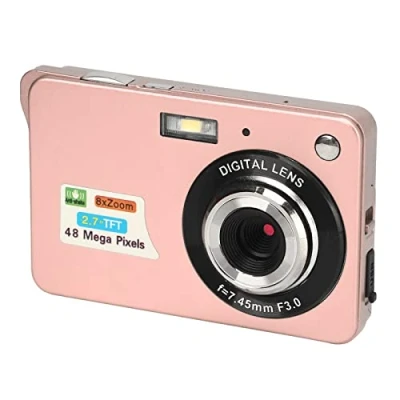 Abbildung von 4K Digitalkamera mit 2,7 Zoll LCD Bildschirm, 48 Megapixel 8 fach Zoom Kompaktkamera Fülllicht, Wiederaufladbare Digitalkameras für Anfänger, Unterstützung Serienaufnahmen (Rosa)
